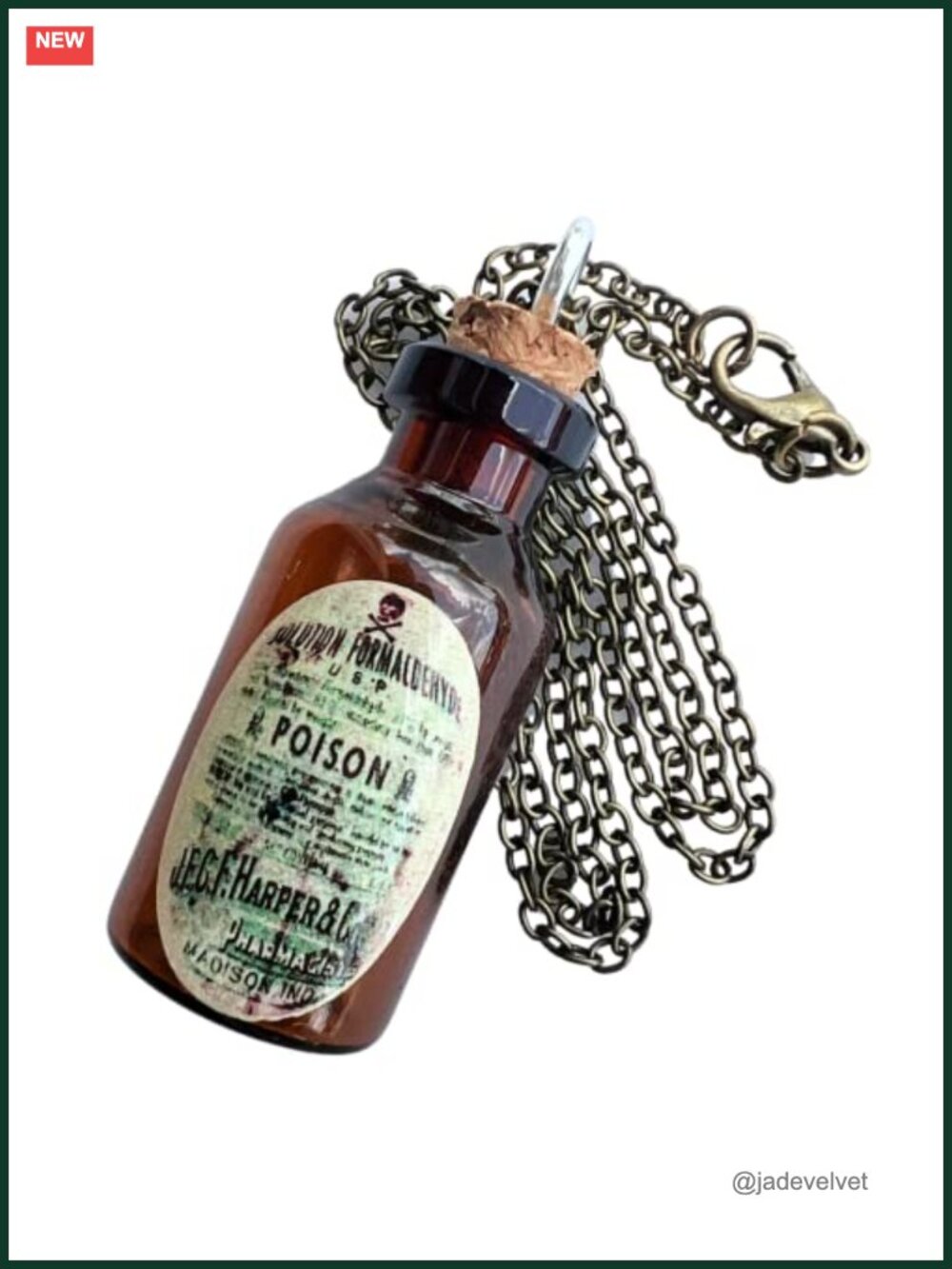 Handmade Glass Potion Bottle Pendant Necklace Victorian Gothic Lolita Chain